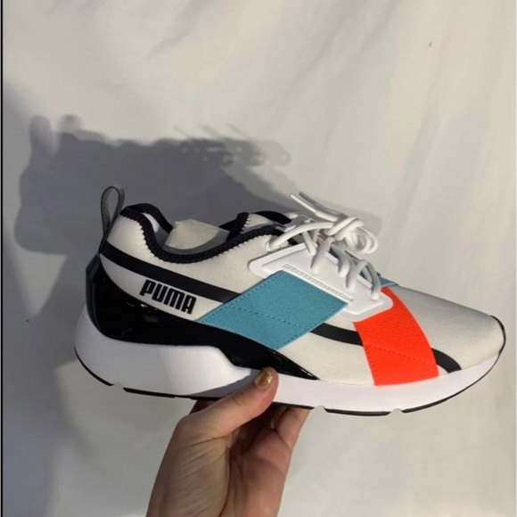 Puma Muse X2 Gloss Shoes New With Box White Black Milky Blue Womans 6.5 , 9.5 - Picture 6 of 11